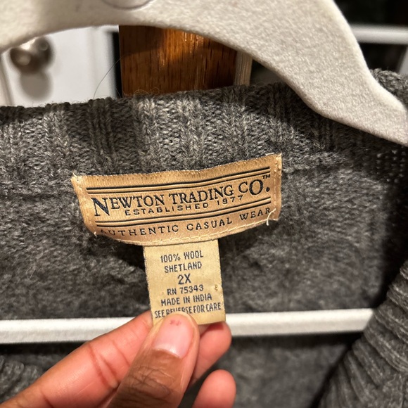 Gray Cable Knit Wool Sweater - Picture 2 of 3